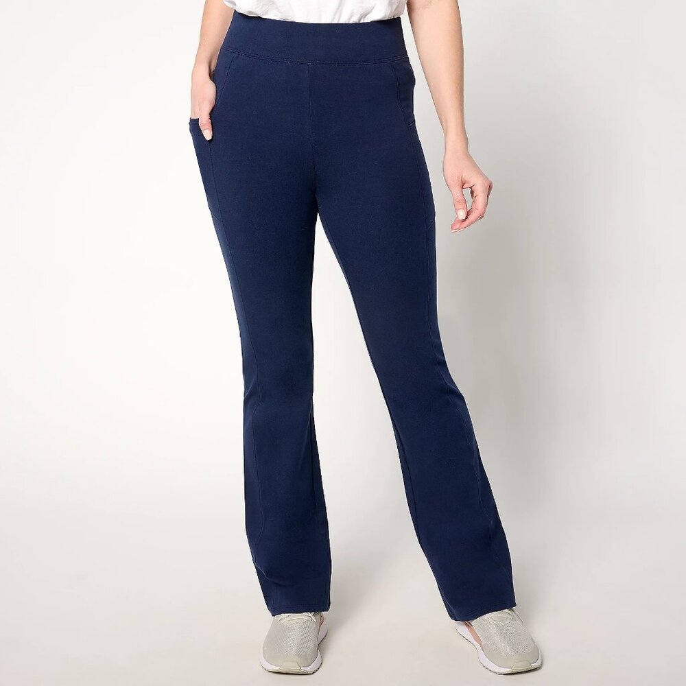 Denim & Co. REG Duo Stretch Lightly Boot Pant w/ Pockets - Navy (Sz 5X) a649599